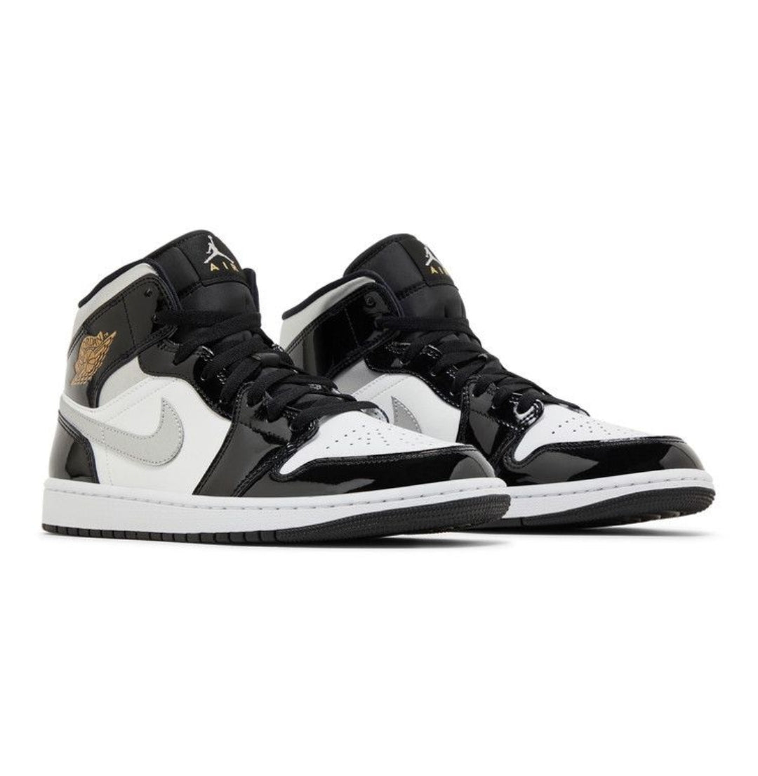 Air Jordan 1 Mid "Patent Black Metallic Silver"