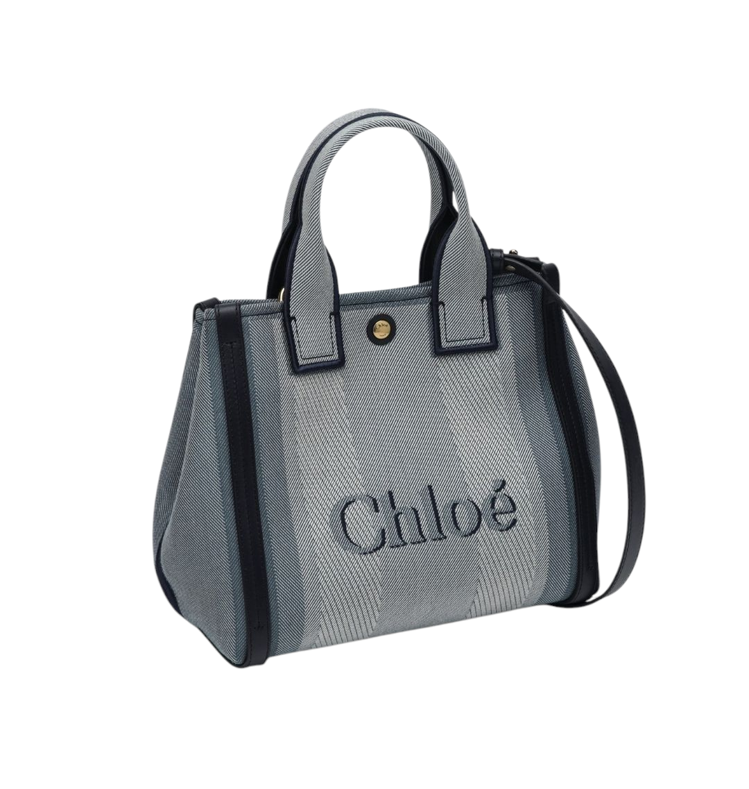 Chloé Small Carry Tote Bag in Blue Canvas