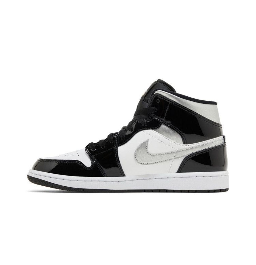 Air Jordan 1 Mid "Patent Black Metallic Silver"