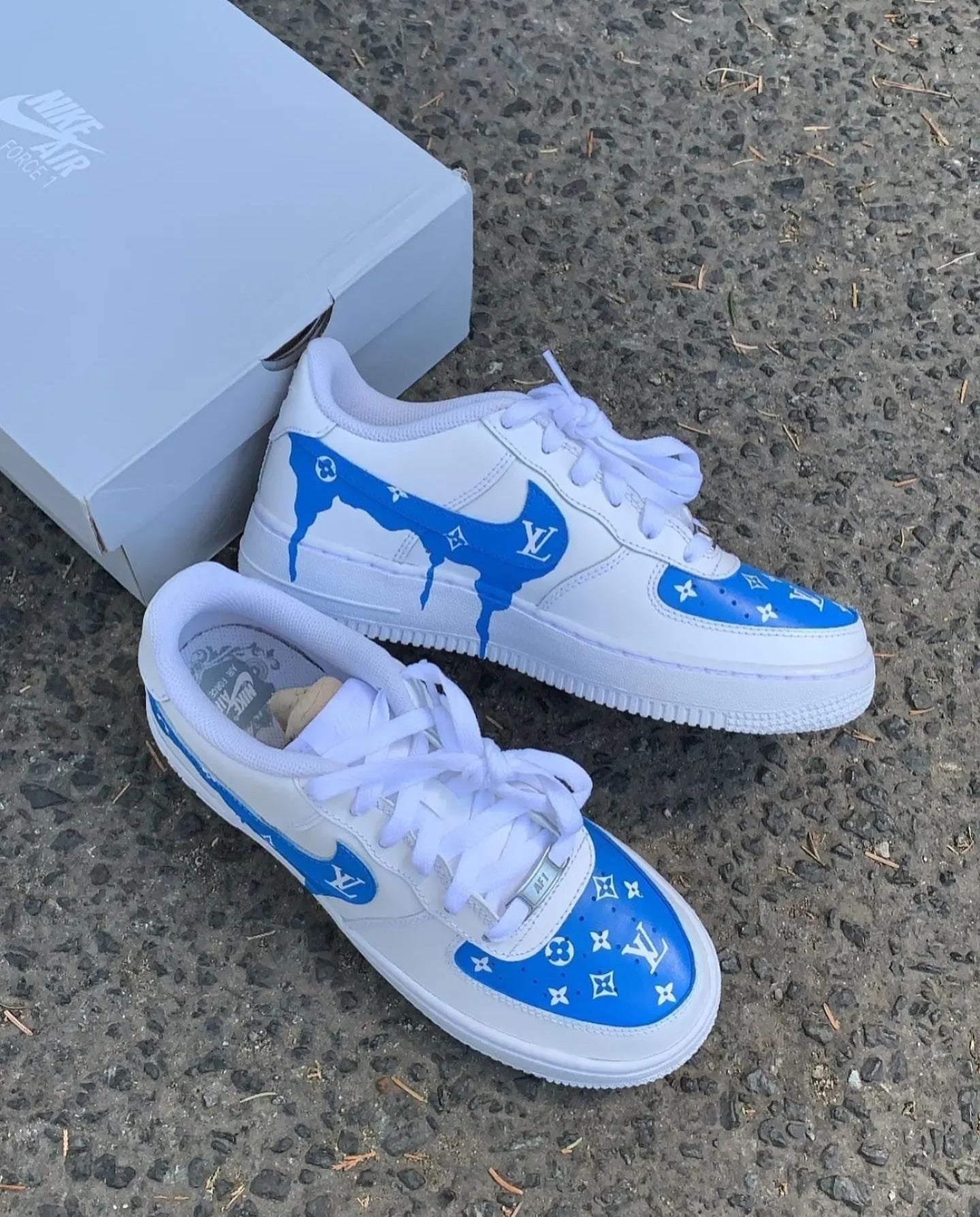 Nike Air Force 1 custom paint blue LV Topkickscy