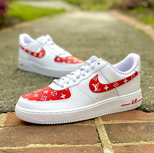 Nike Air Force 1 custom paint LV Red/White