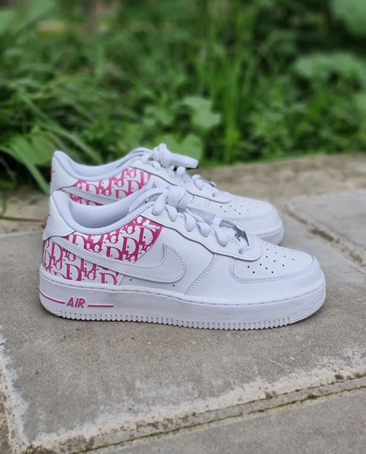 Nike Air Force 1 custom paint pink Dior